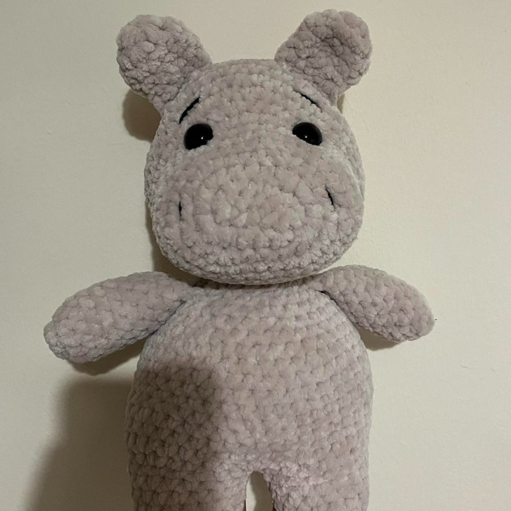 beige hippo crochet plush